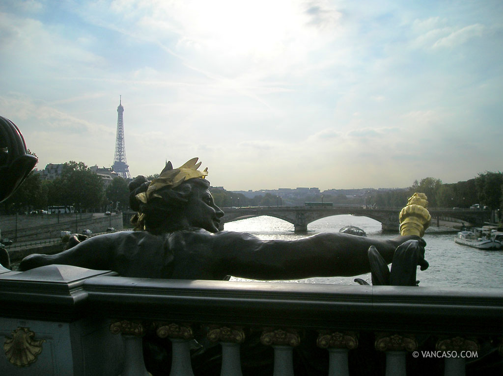 Statue on the Pont Alexandre III bridge in Paris France