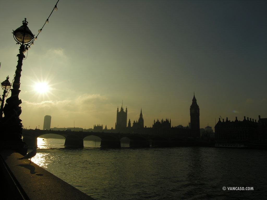 Palace of Westminster along the River Thames, London, England