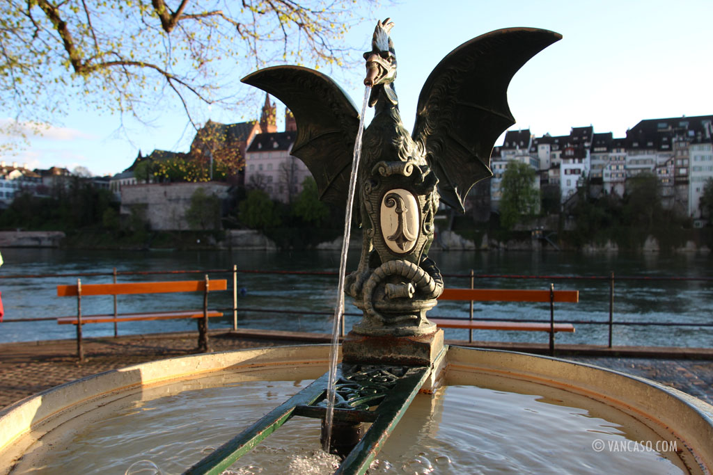 Waterfountain in Basel along the Rhine River