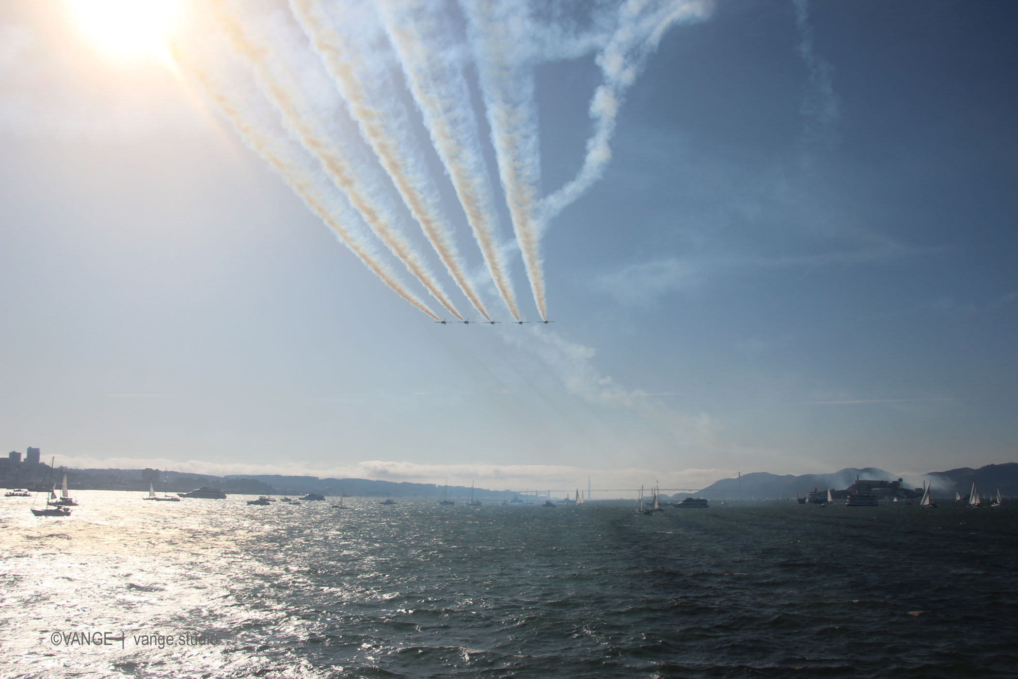 U.S. Navy Blue Angels flying over the SF Bay